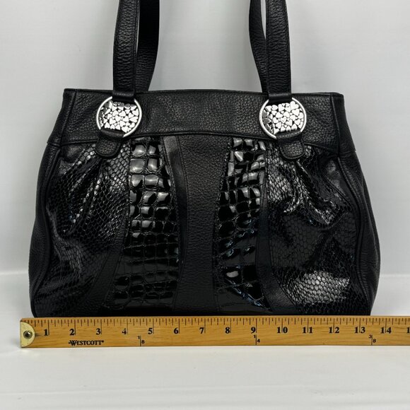 Brighton Black Pebble Leather Gator Embossed Purse Shoulder - Picture 7 of 16